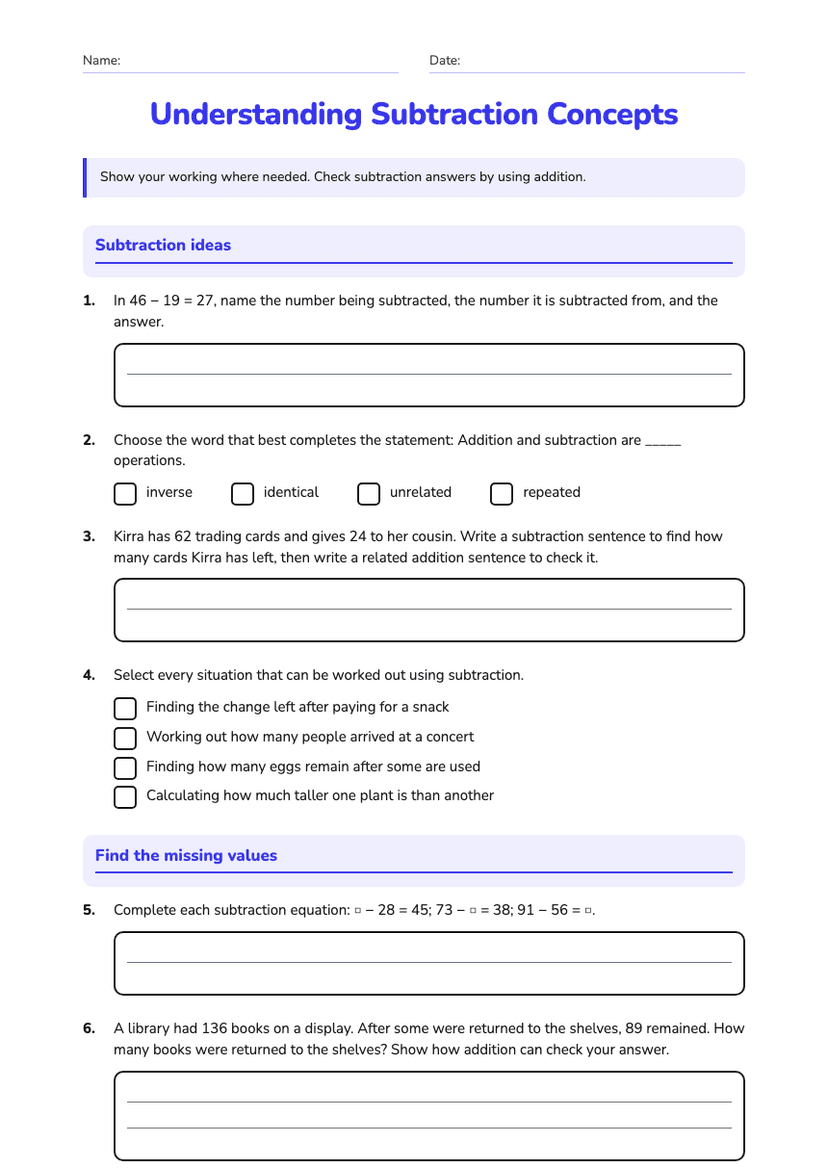 Understanding Subtraction Concepts