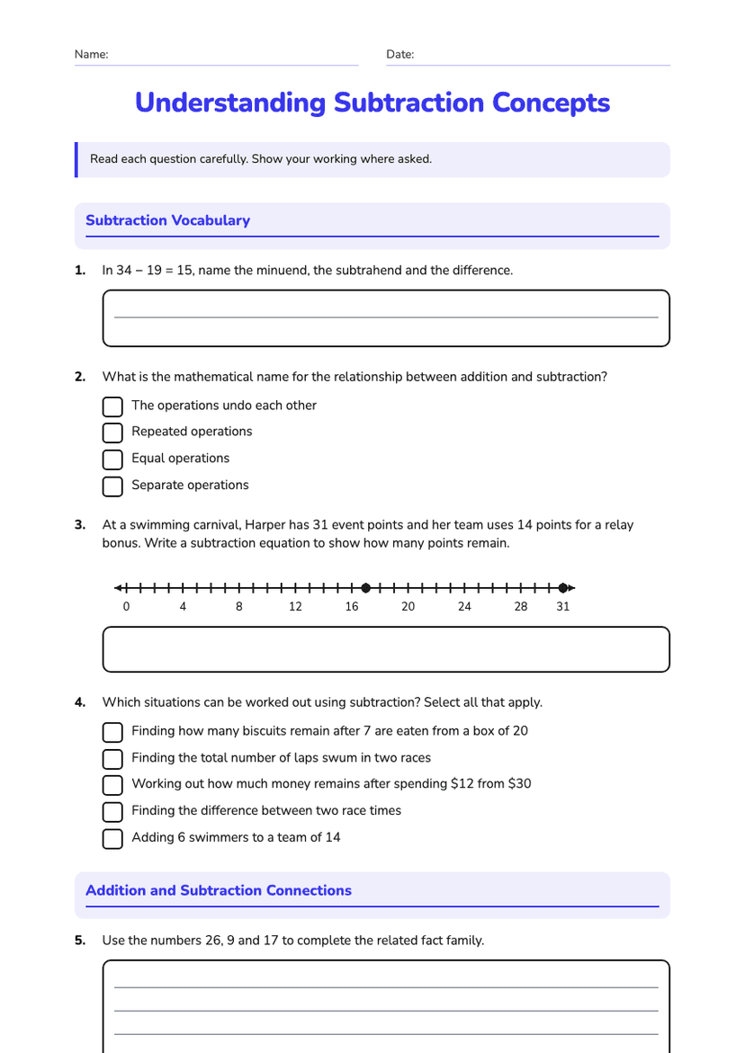 Understanding Subtraction Concepts
