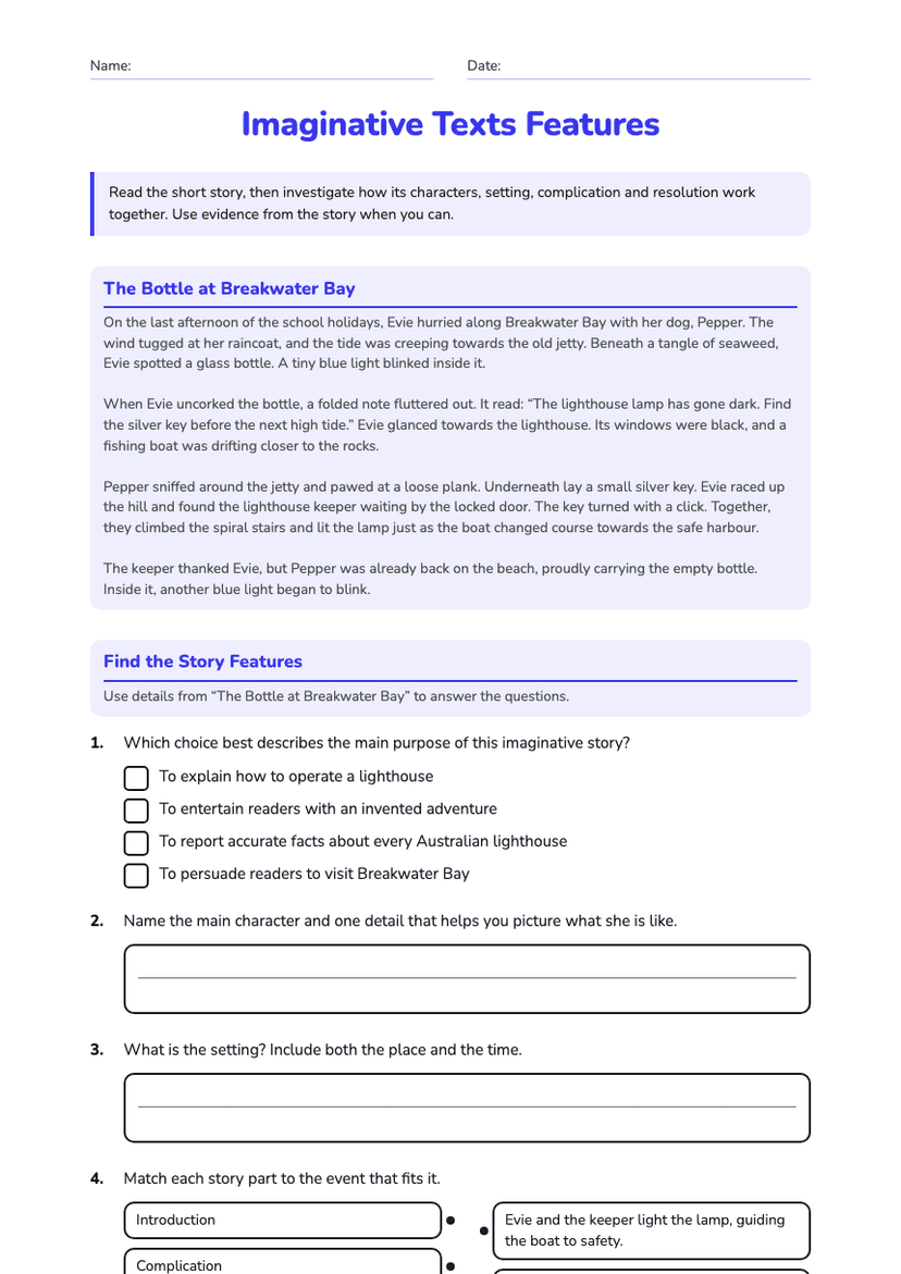 Imaginative Texts Features