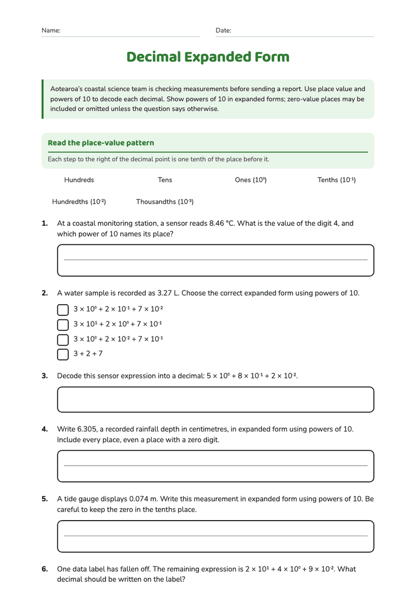 Decimal Expanded Form