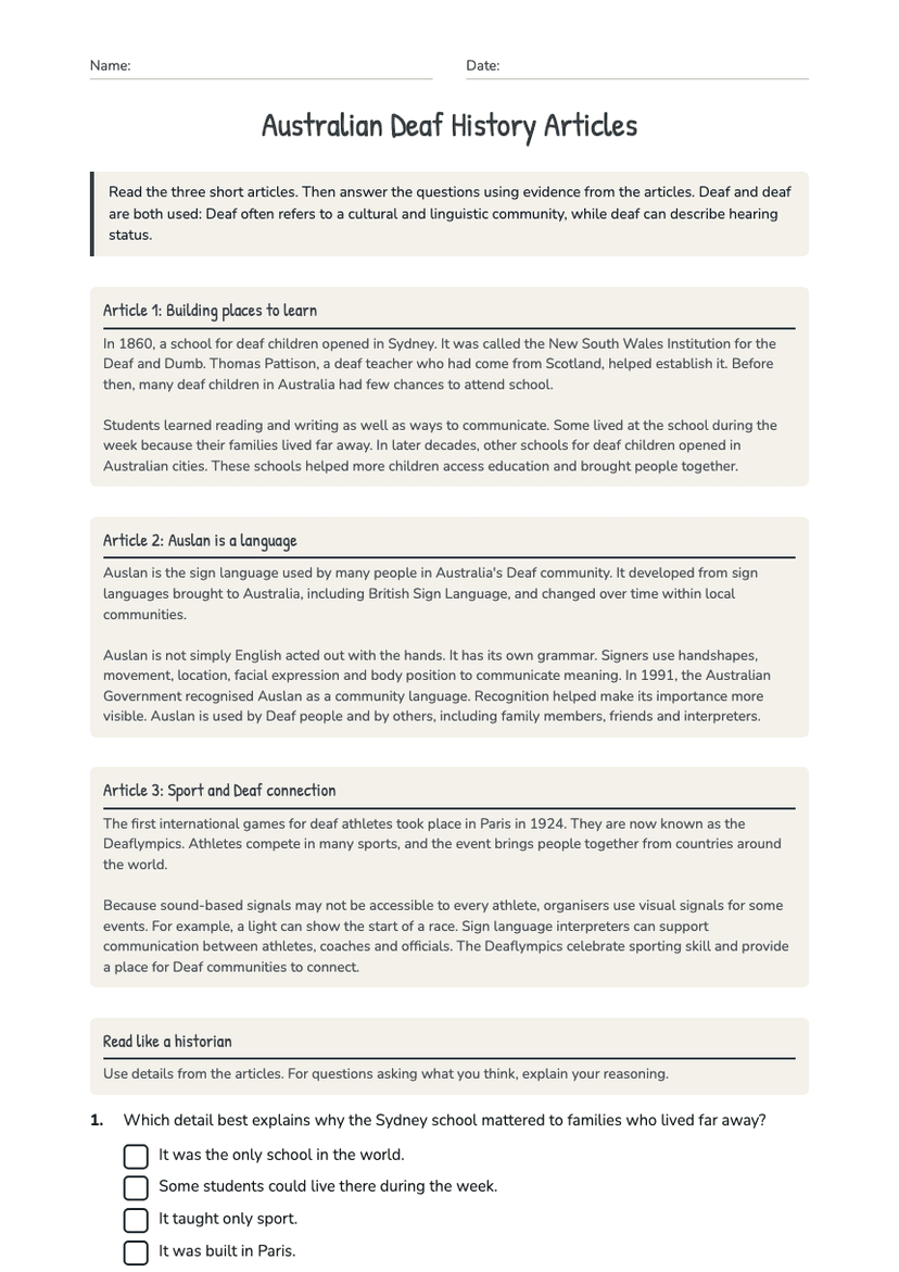 Australian Deaf History Articles