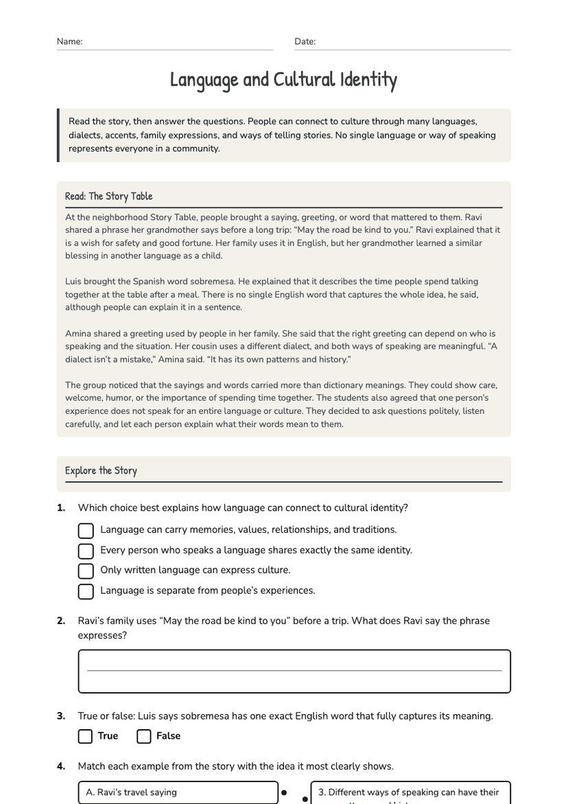 Language and Cultural Identity