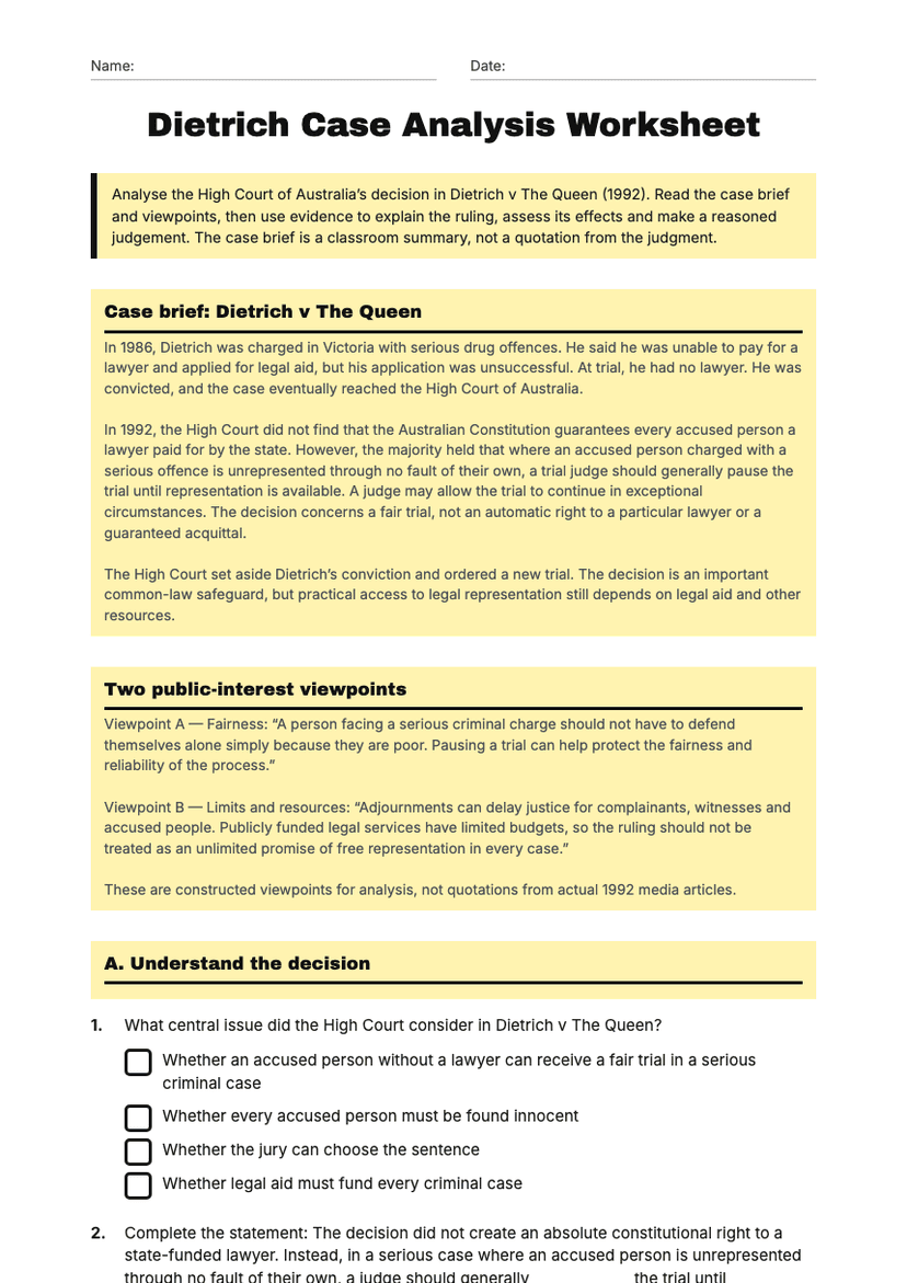 Dietrich Case Analysis Worksheet