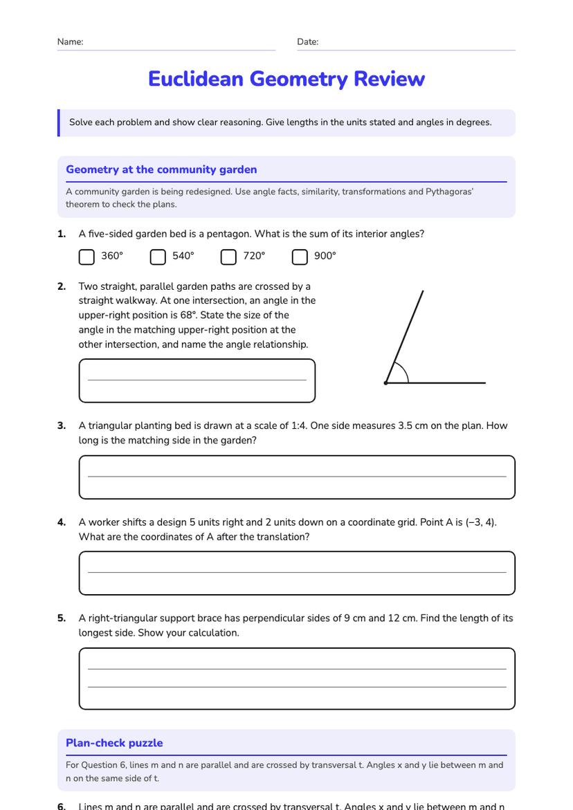 Euclidean Geometry Review