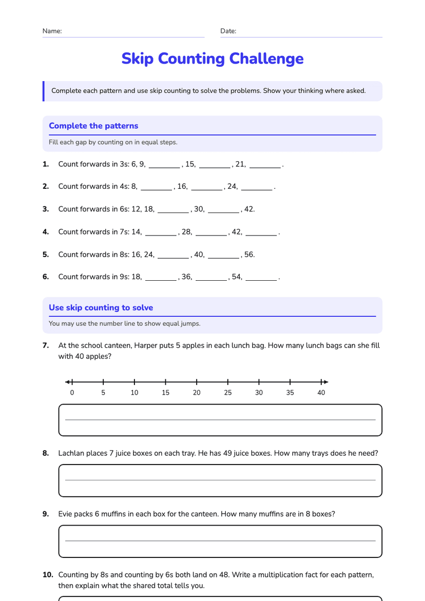 Skip Counting Challenge