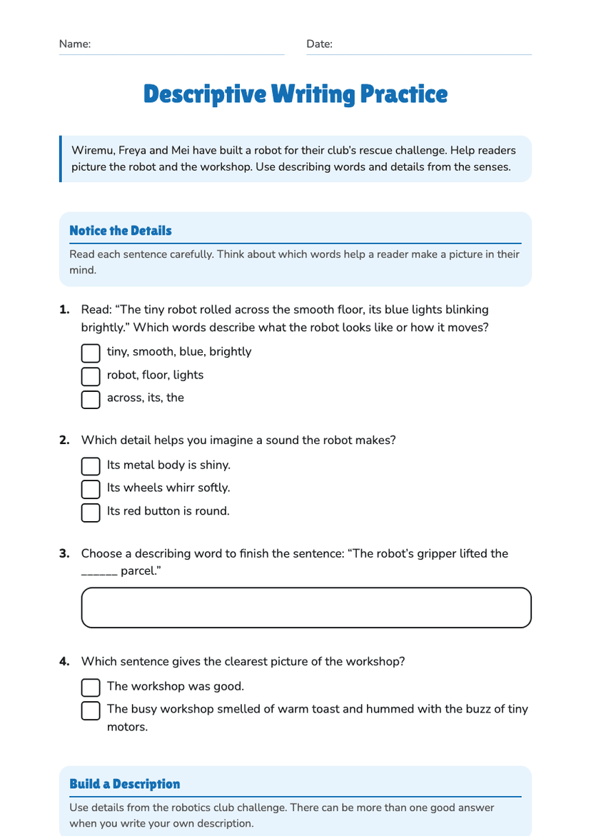 Descriptive Writing Practice