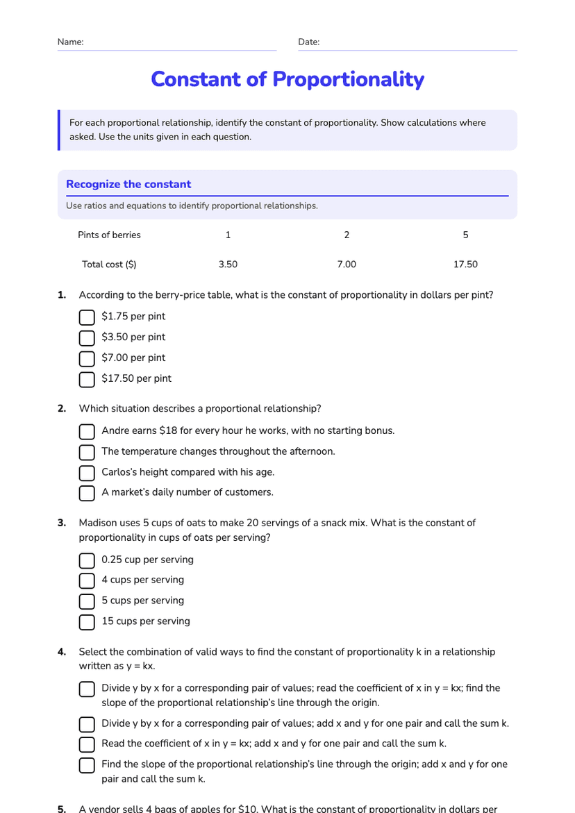 Constant of Proportionality