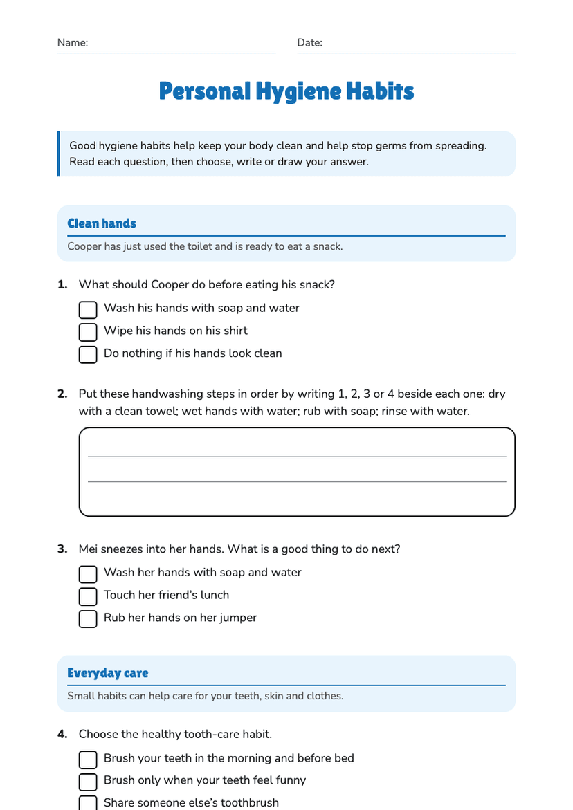 Personal Hygiene Habits