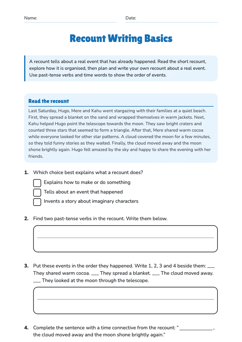 Recount Writing Basics