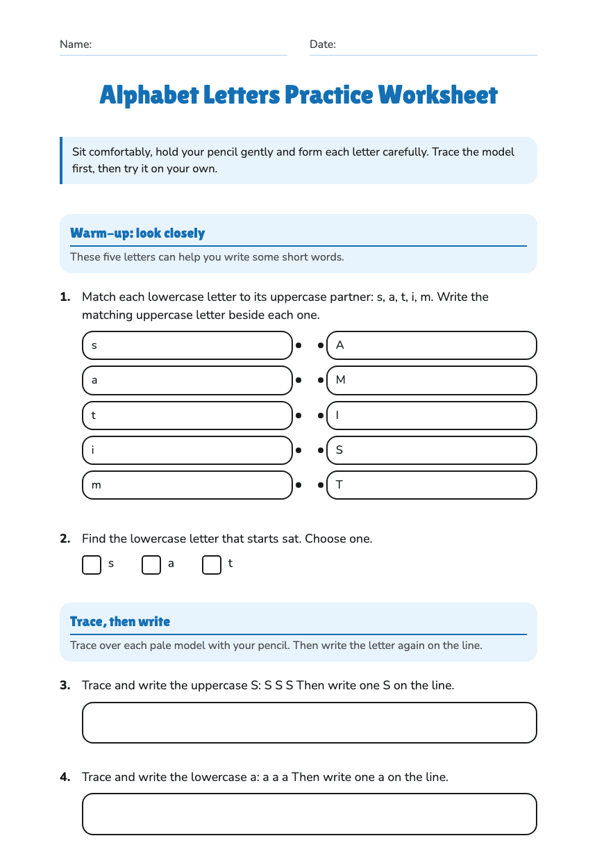 Alphabet Letters Practice Worksheet worksheet preview