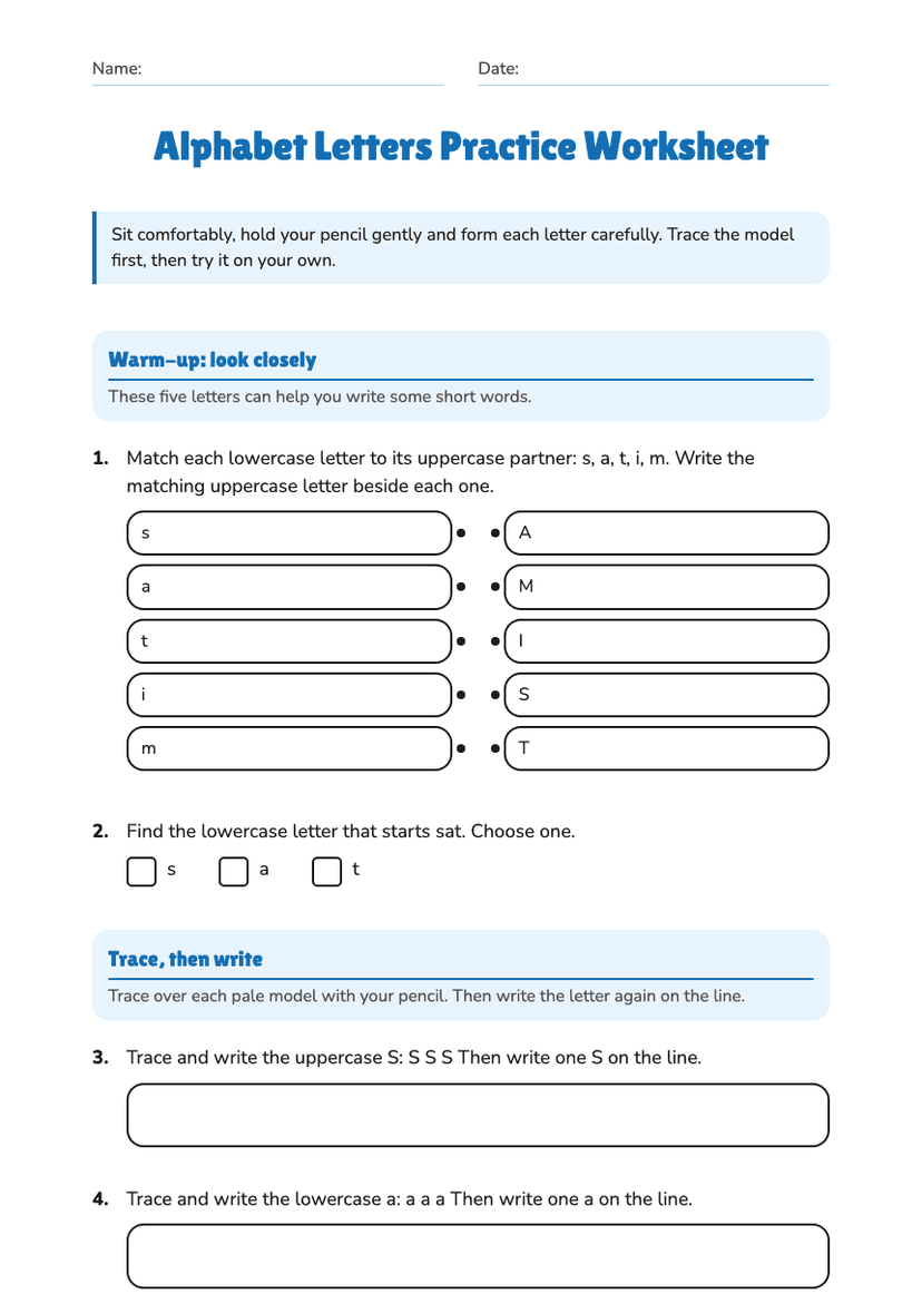 Alphabet Letters Practice Worksheet