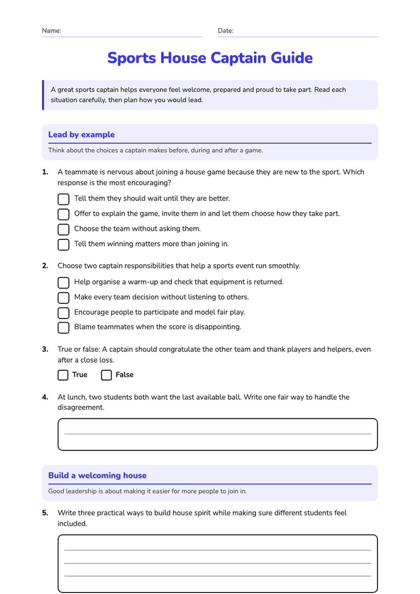 Sports House Captain Guide