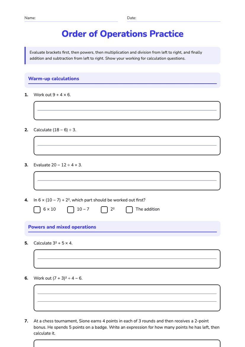 Order of Operations Practice