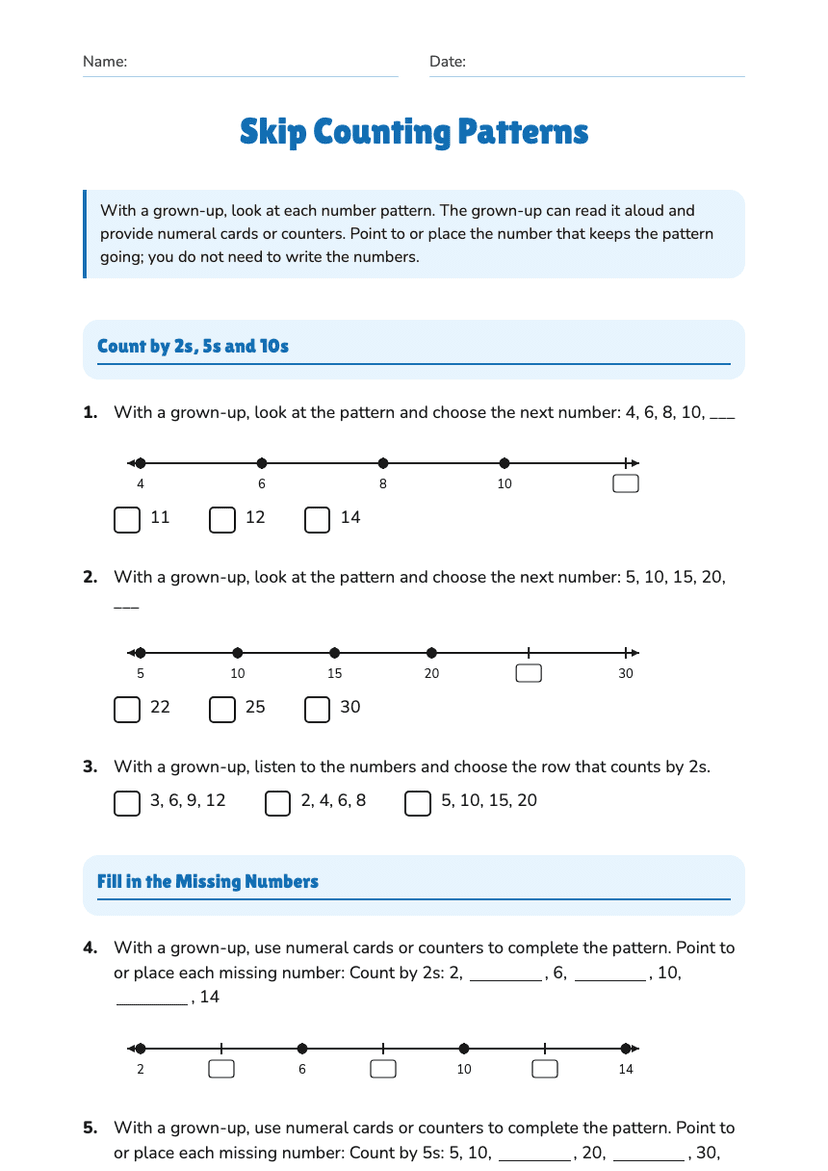 Skip Counting Patterns
