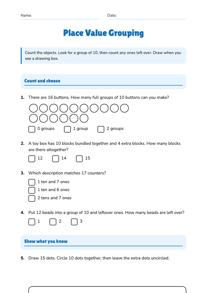 Place Value Grouping