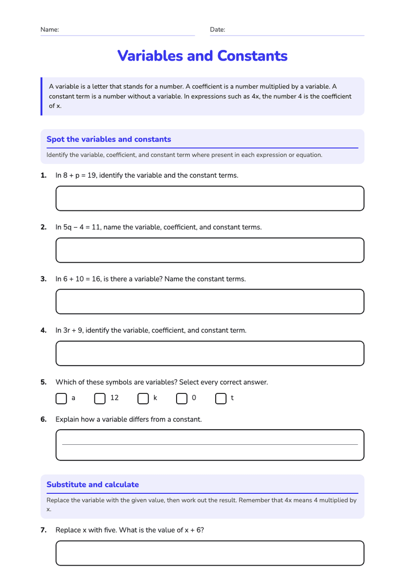 Variables and Constants