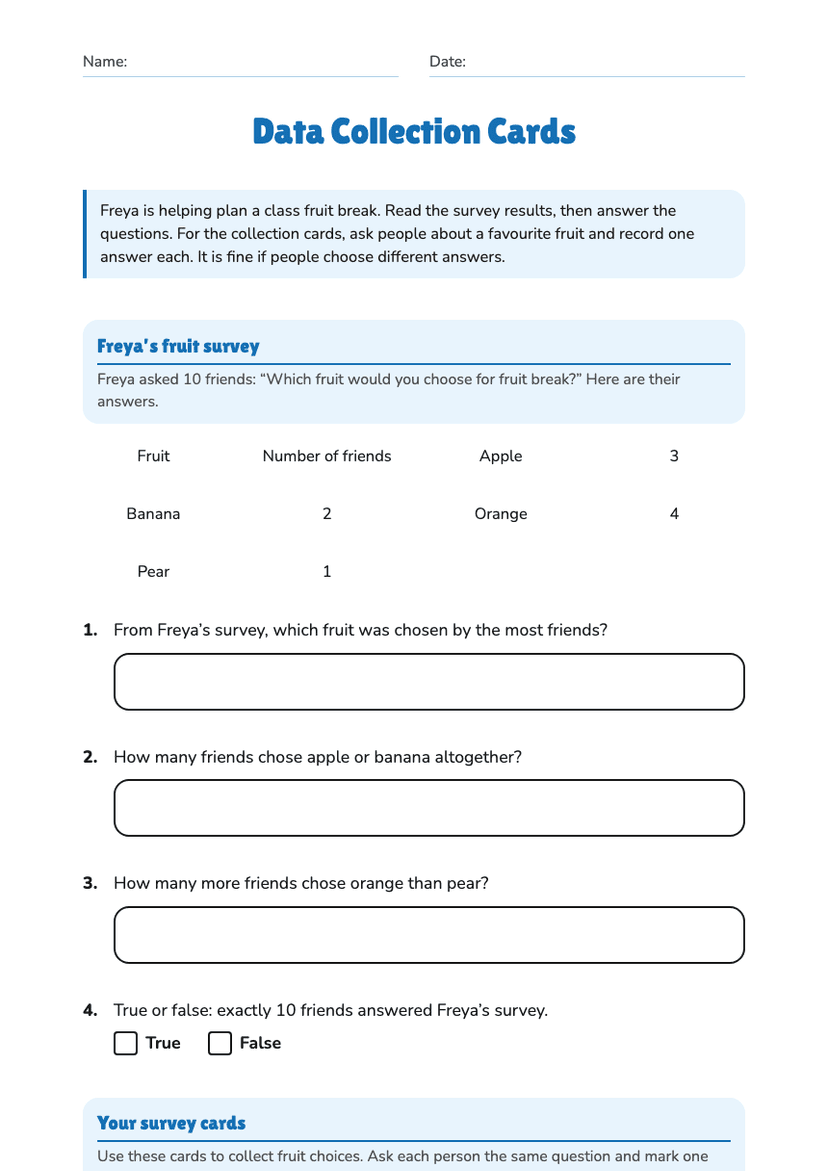 Data Collection Cards