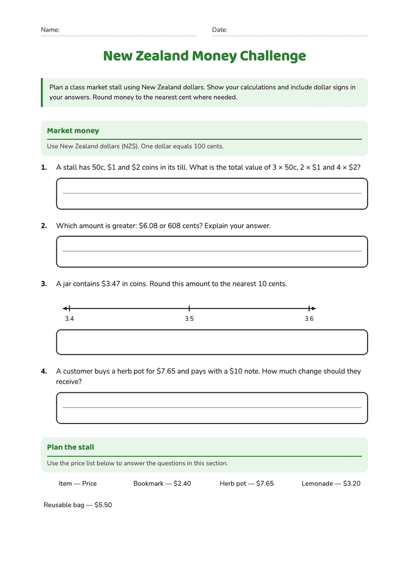 New Zealand Money Challenge
