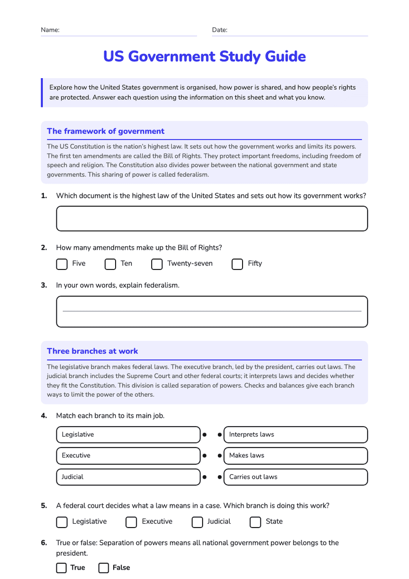 US Government Study Guide