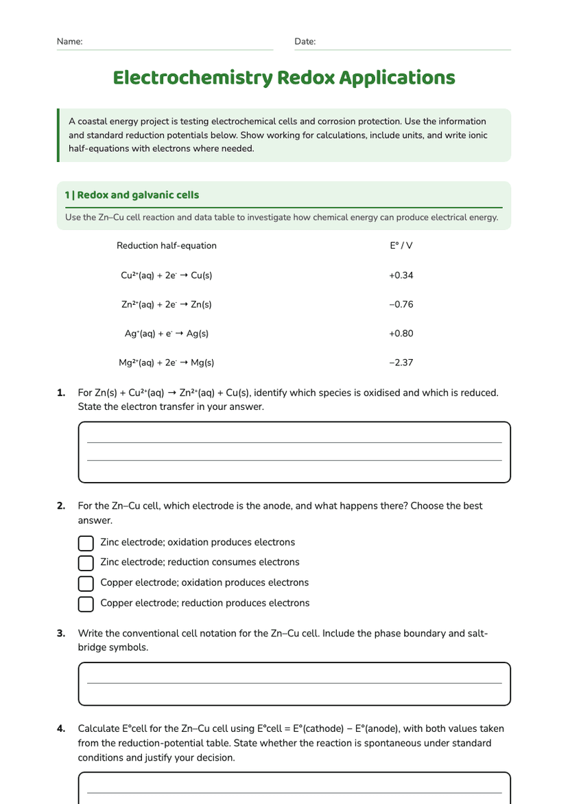 Electrochemistry Redox Applications