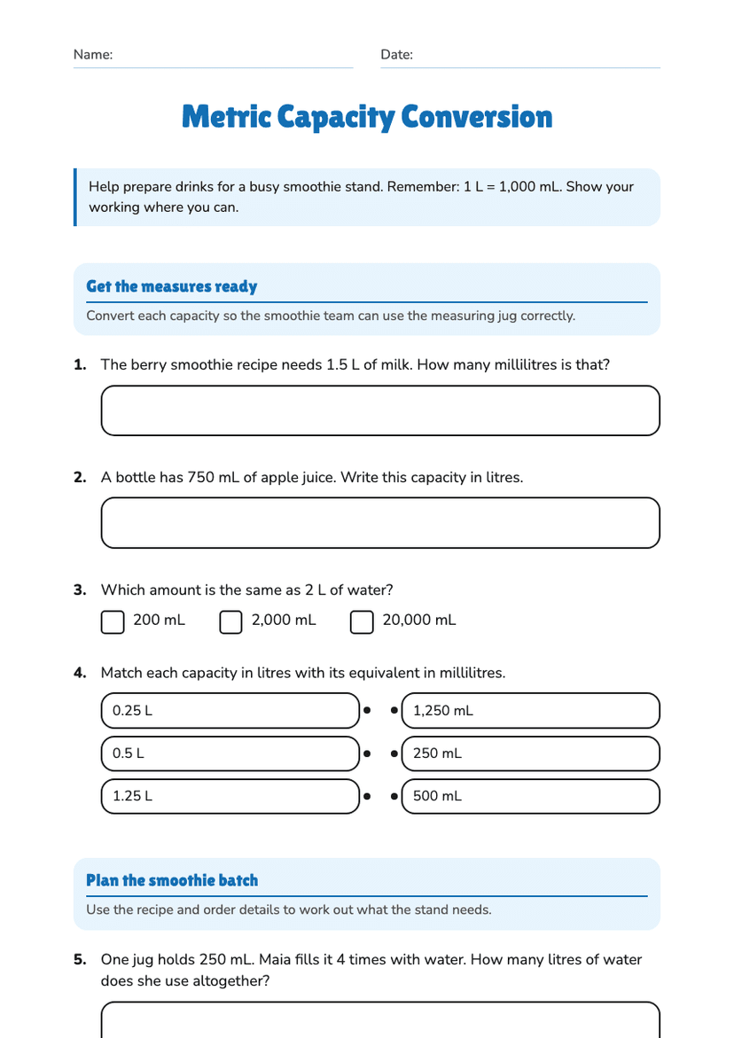 Metric Capacity Conversion