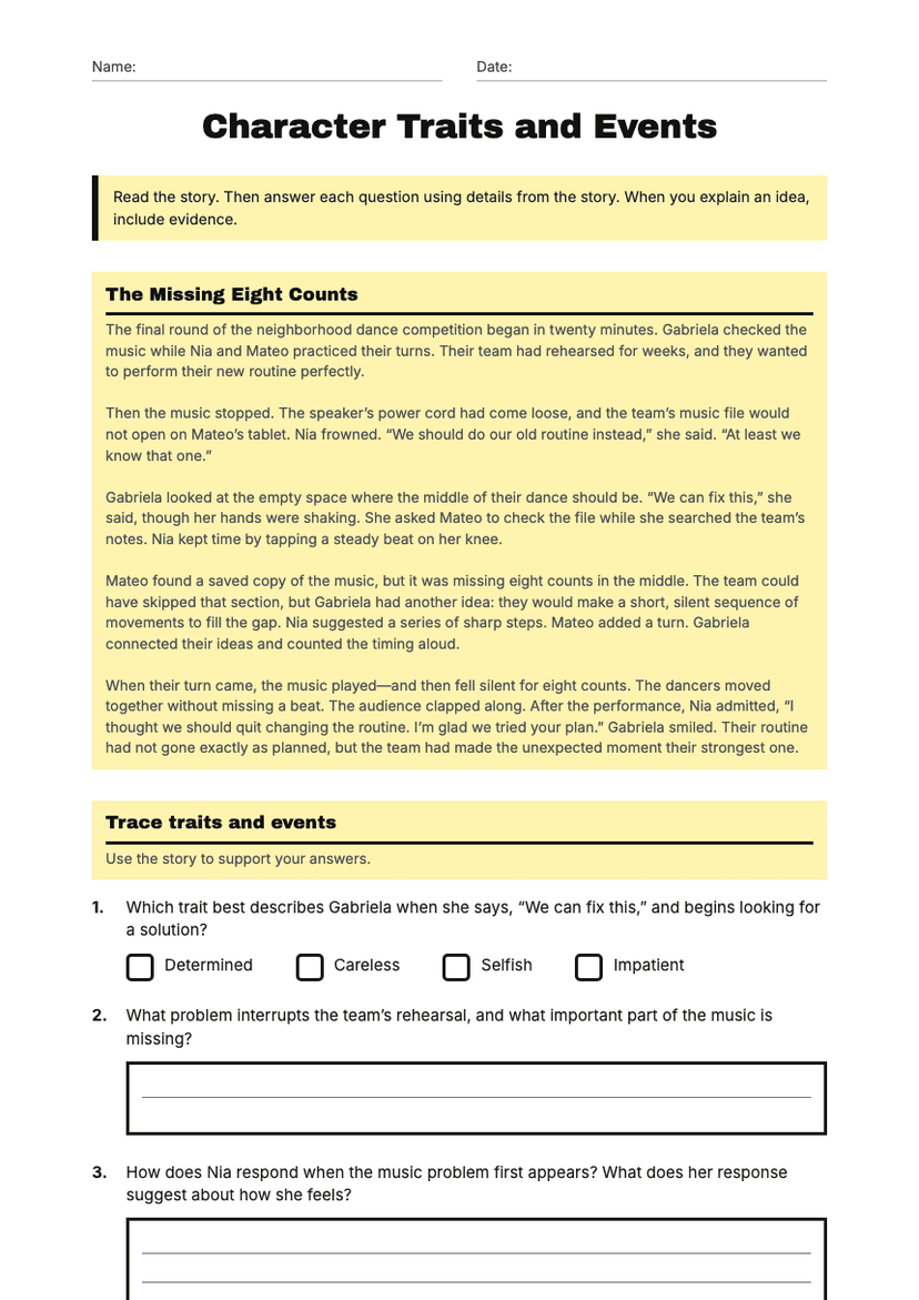 Character Traits and Events