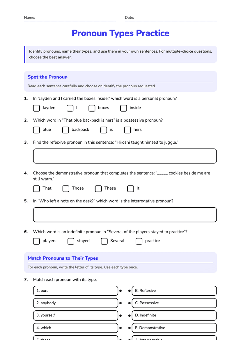 Pronoun Types Practice