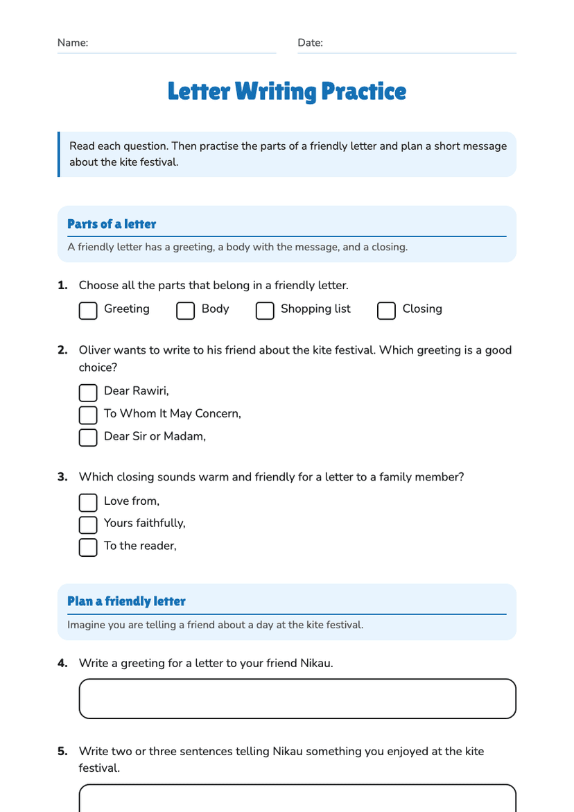 Letter Writing Practice