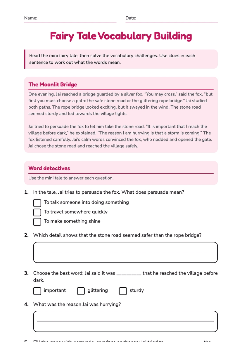 Fairy Tale Vocabulary Building