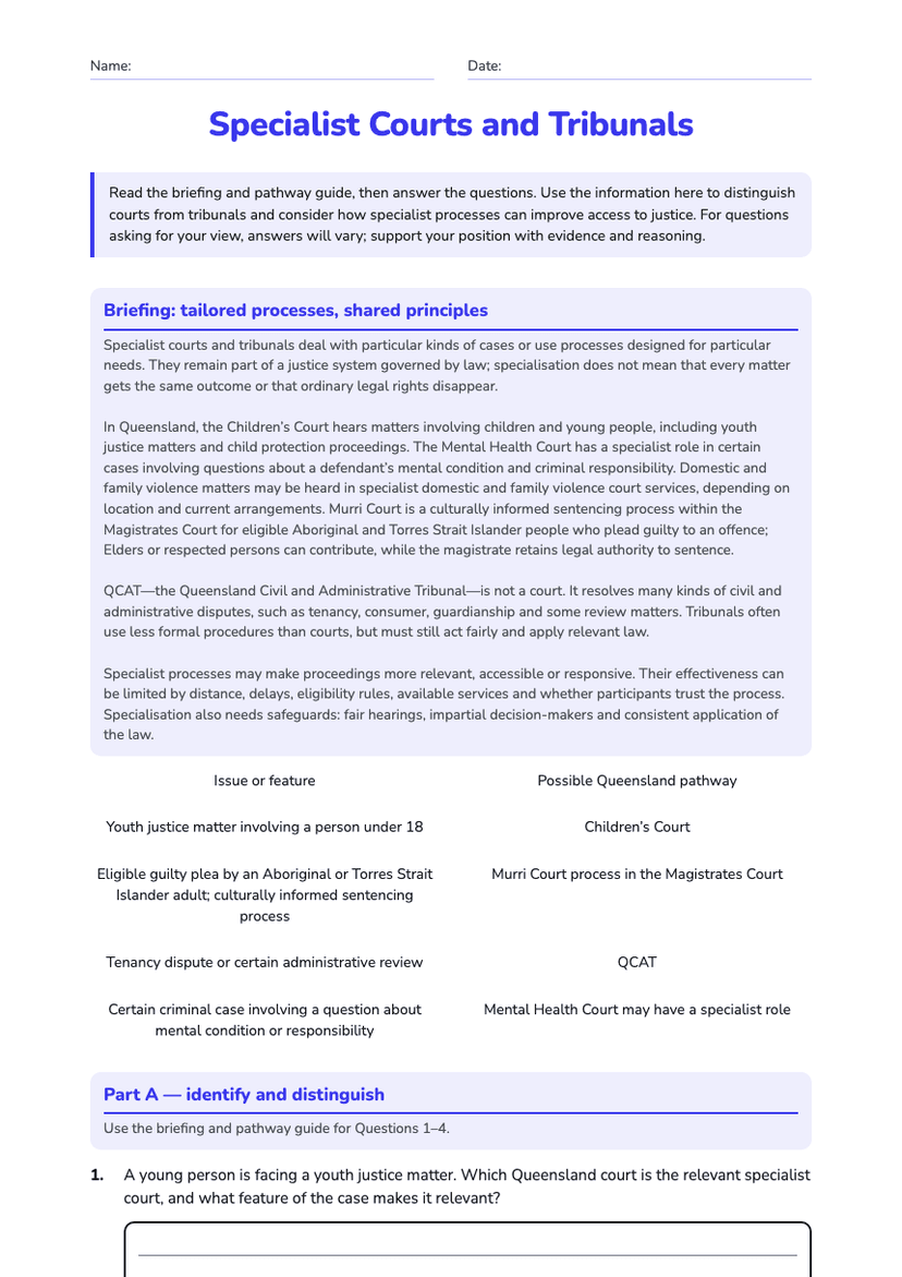 Specialist Courts and Tribunals