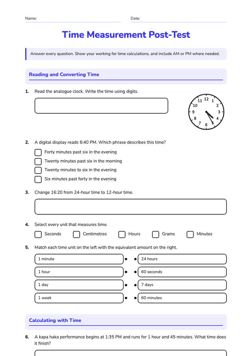 Time Measurement Post-Test