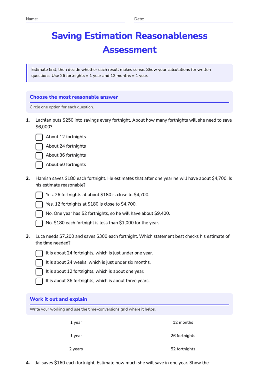 Saving Estimation Reasonableness Assessment