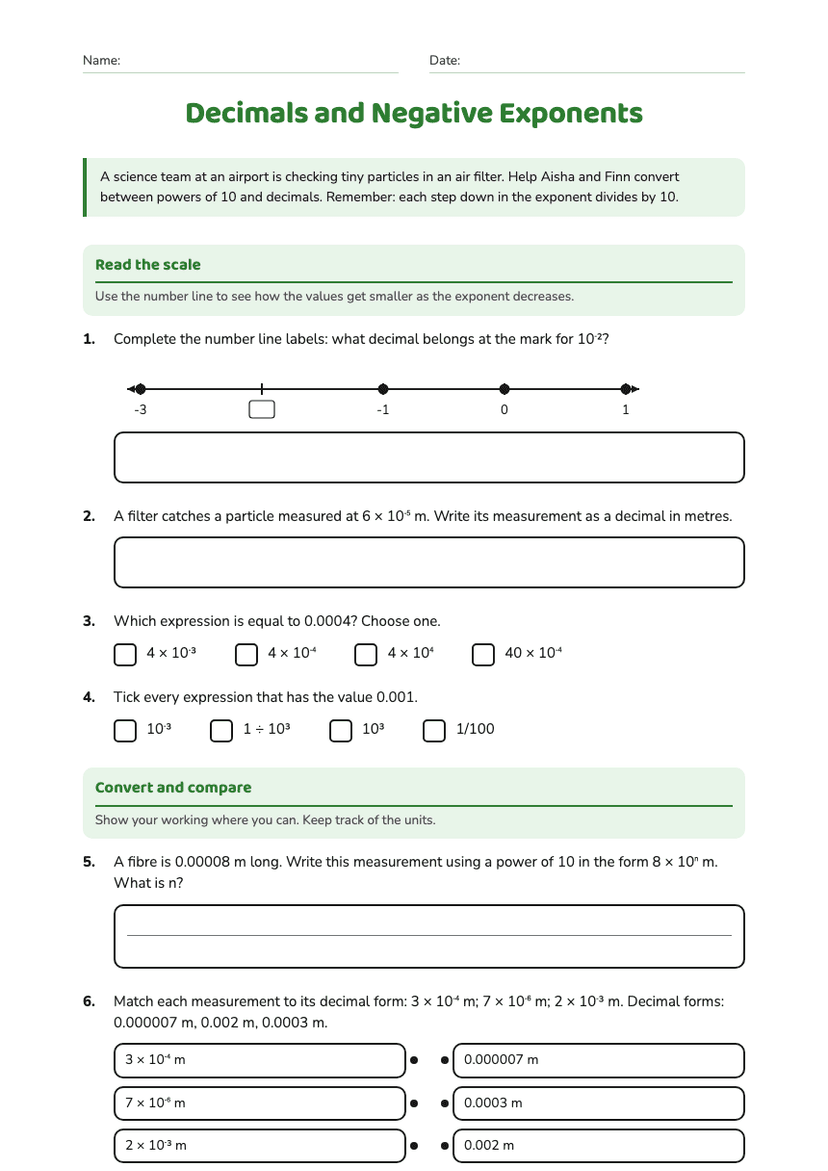 Decimals and Negative Exponents