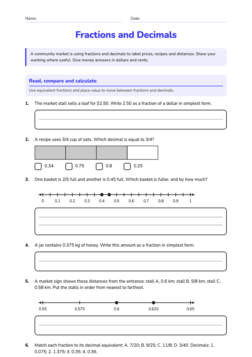 Fractions and Decimals