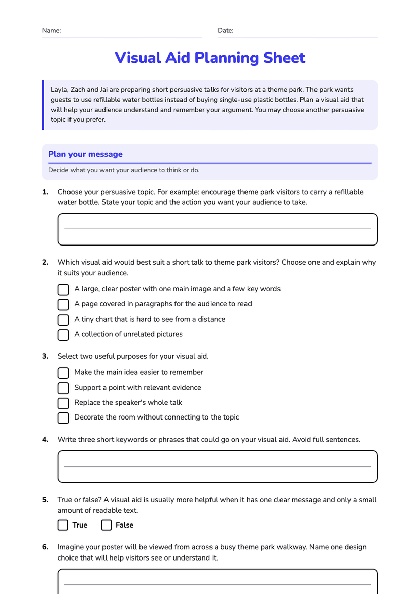 Visual Aid Planning Sheet