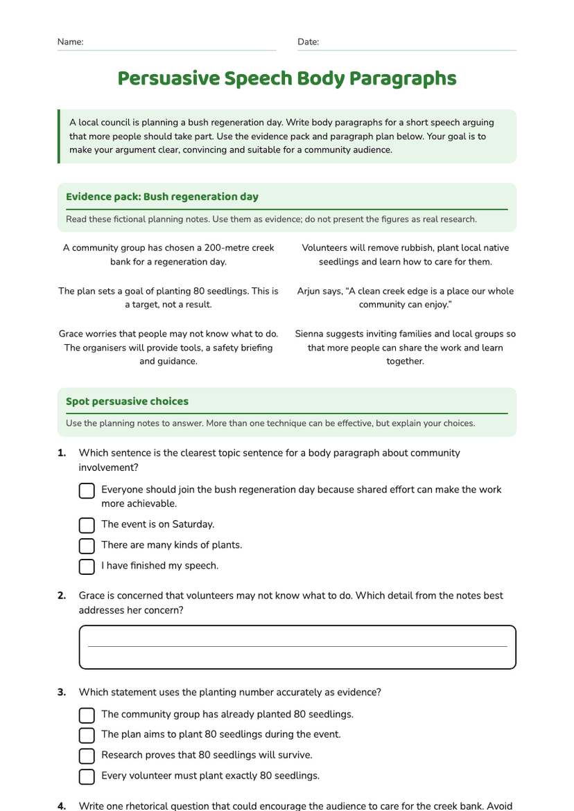 Persuasive Speech Body Paragraphs