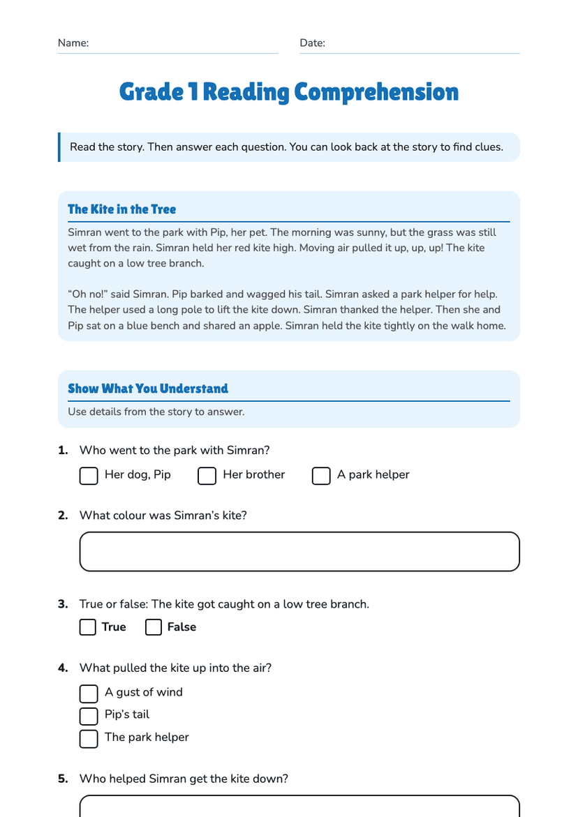 Grade 1 Reading Comprehension