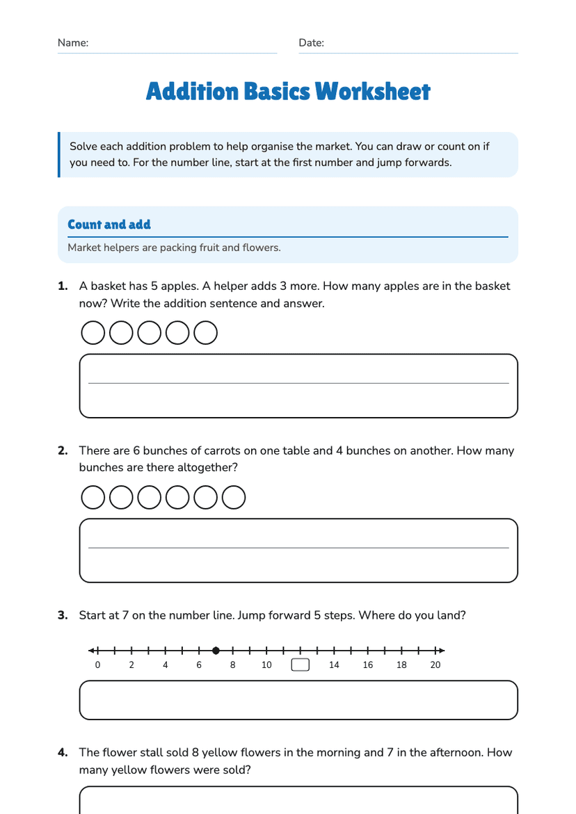 Addition Basics Worksheet