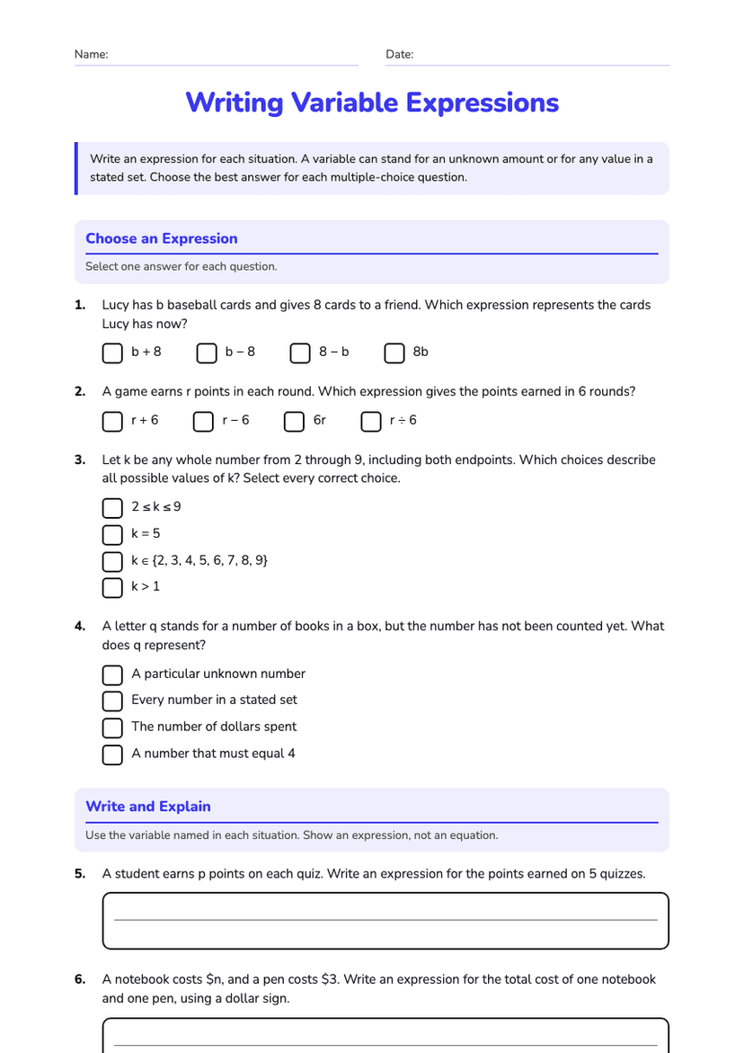 Writing Variable Expressions