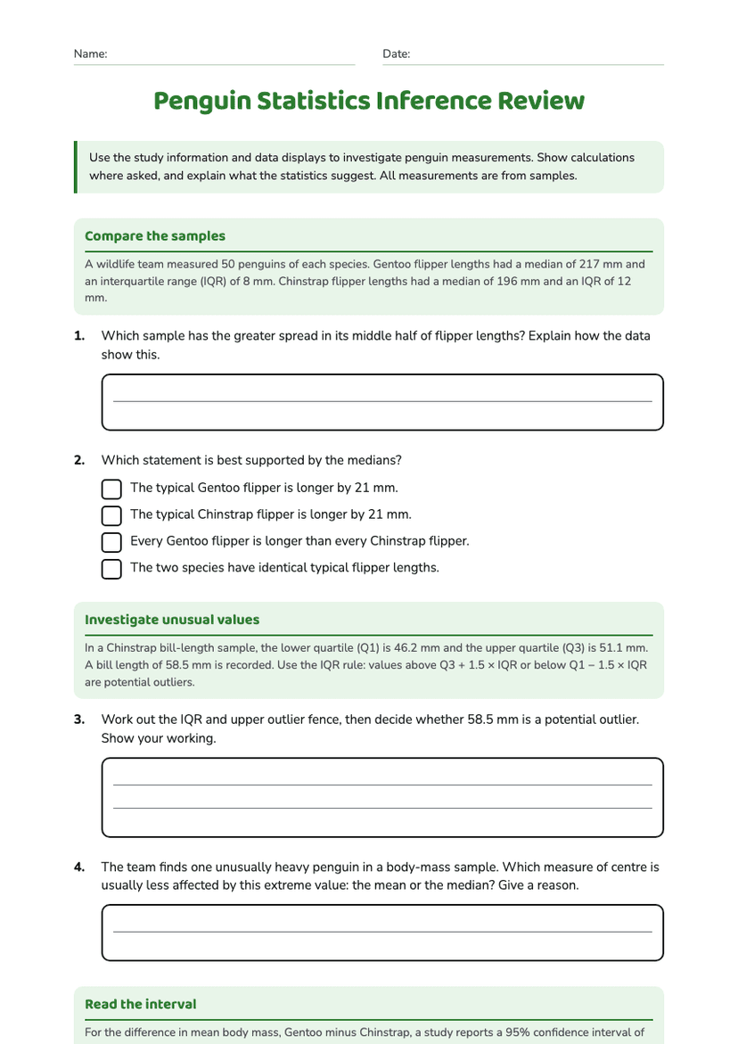 Penguin Statistics Inference Review