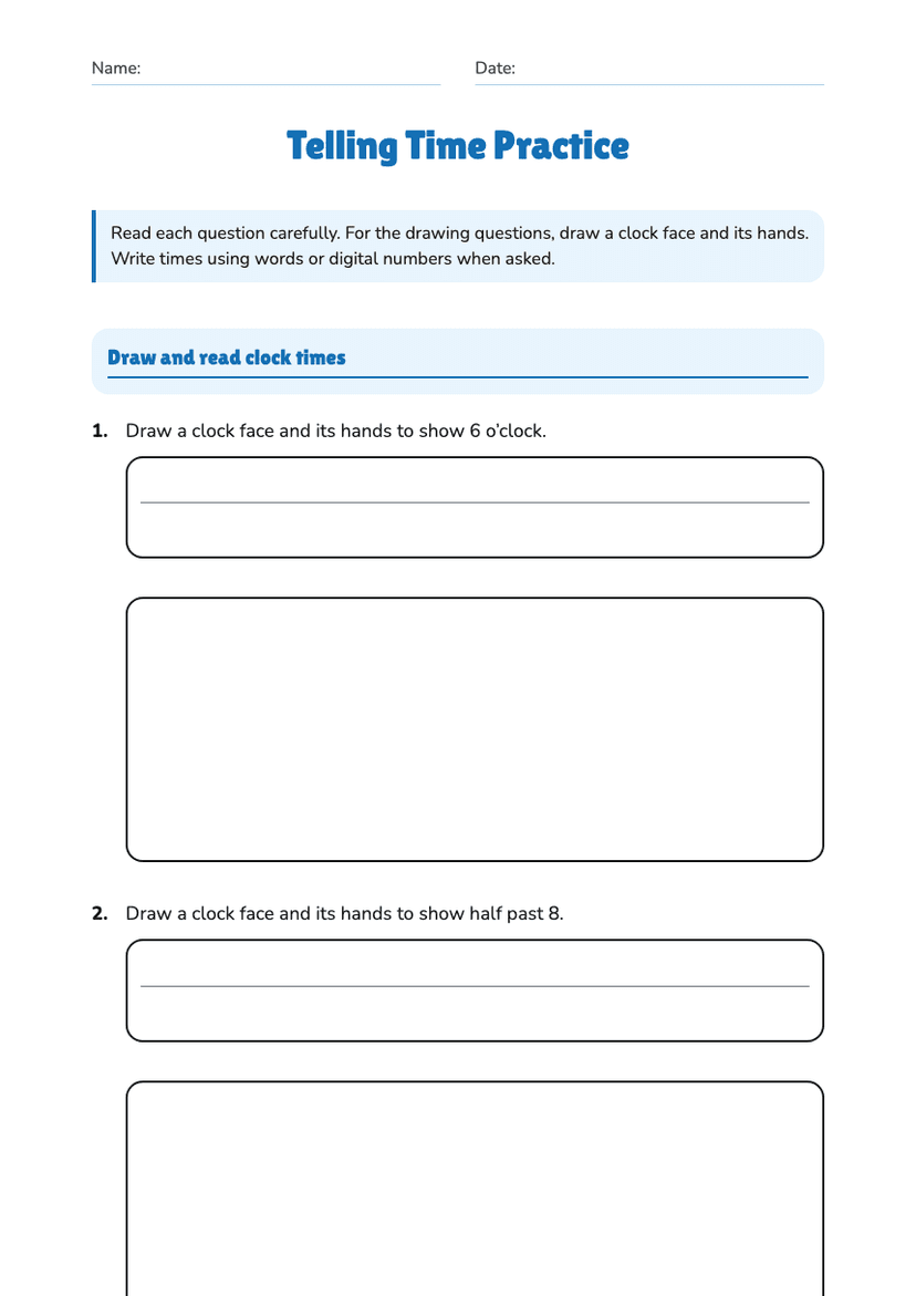 Telling Time Practice
