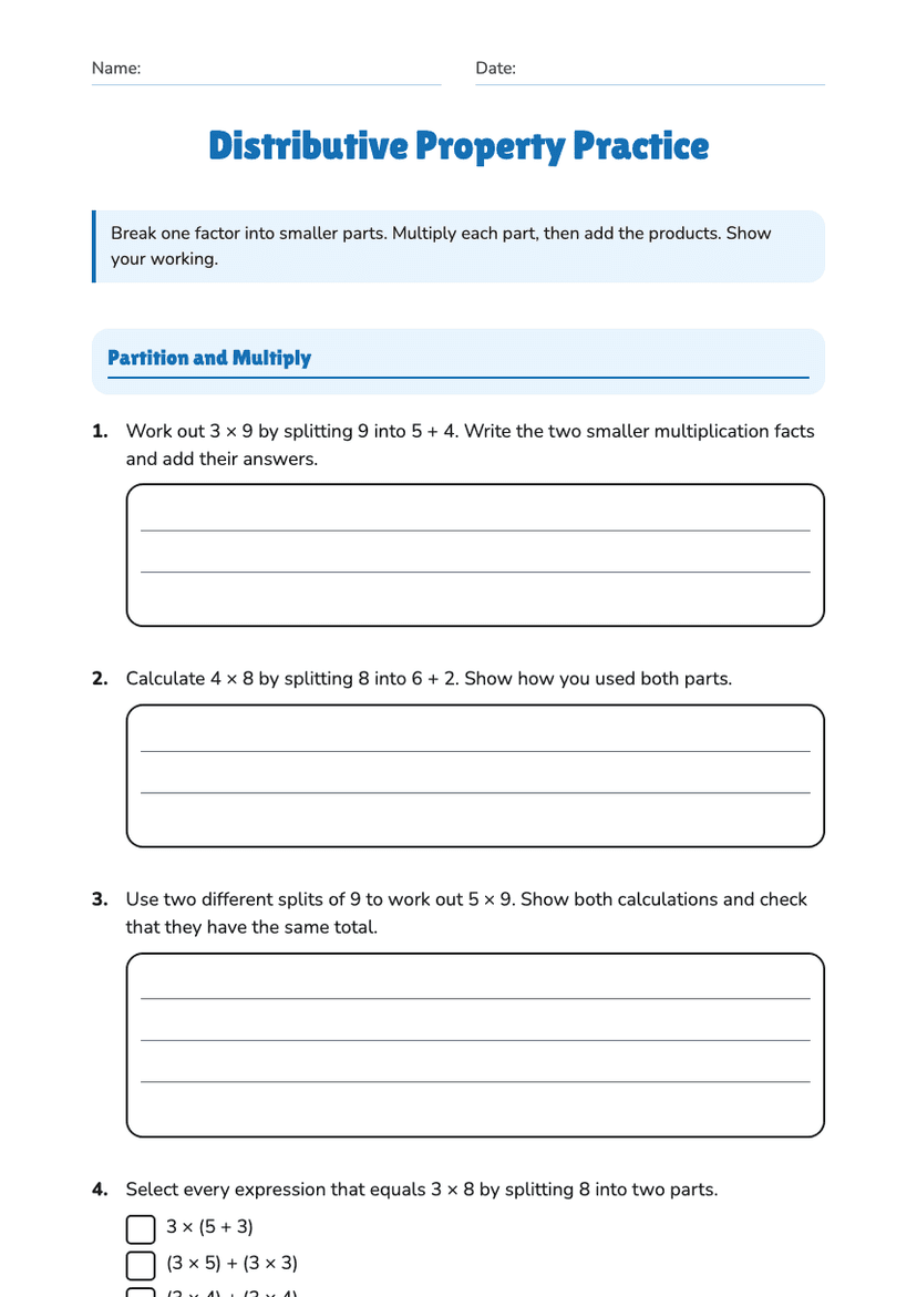 Distributive Property Practice