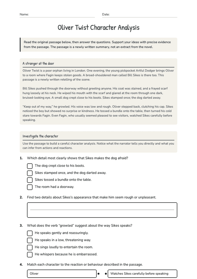 Oliver Twist Character Analysis