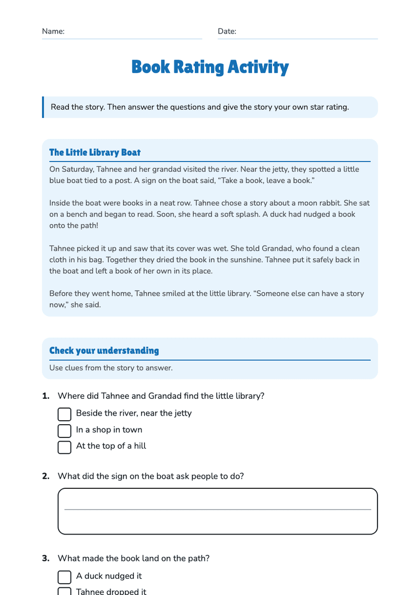 Book Rating Activity