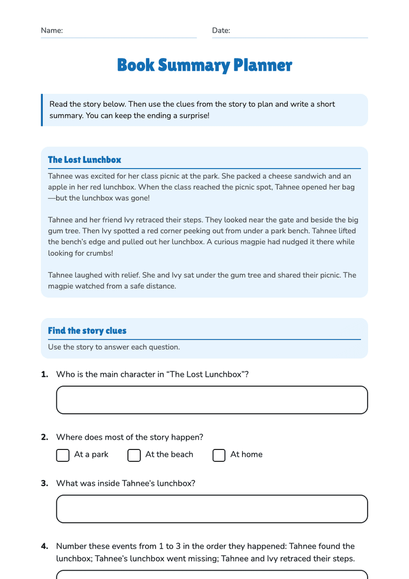 Book Summary Planner