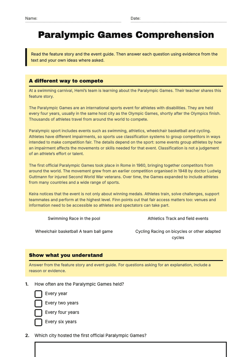 Paralympic Games Comprehension