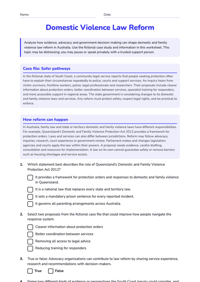 Domestic Violence Law Reform