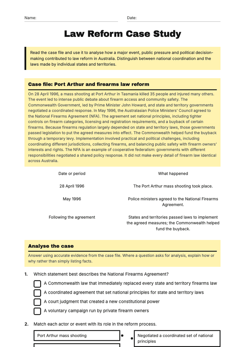 Law Reform Case Study