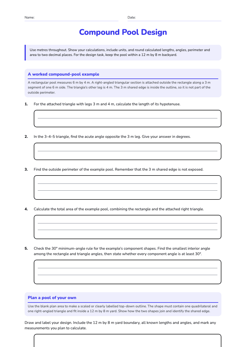 Compound Pool Design worksheet preview