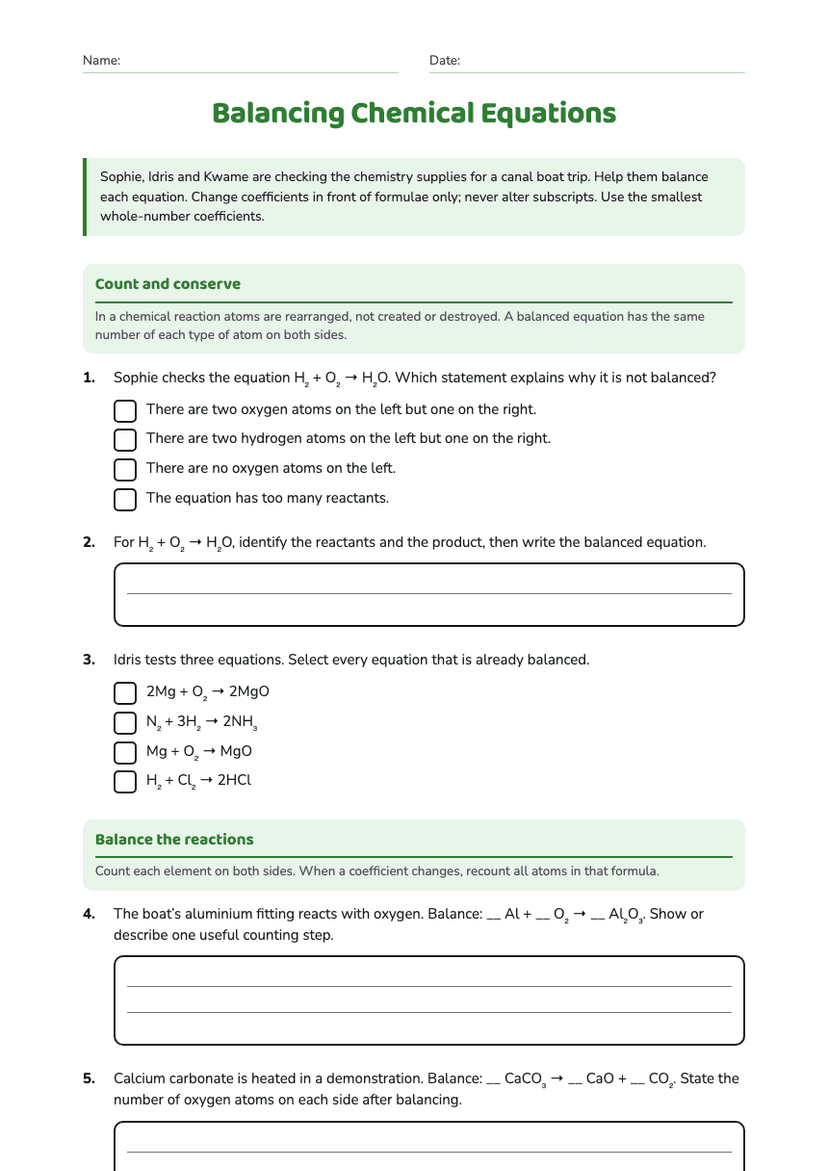 Balancing Chemical Equations